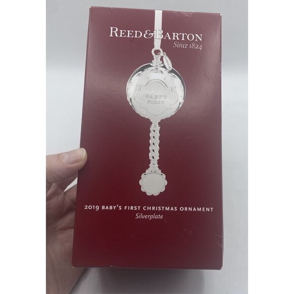 REED & BARTON Ornament Silver Plated 2019 Babys First Christmas Rattle Holiday - Picture 2 of 16